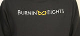men's burnin eights hoodie, full logo, black