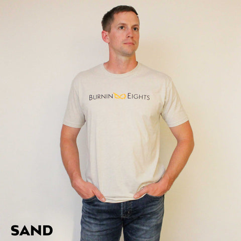 burnin eights mens t-shirt full logo sand