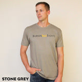 burnin eights mens t-shirt full logo stone grey